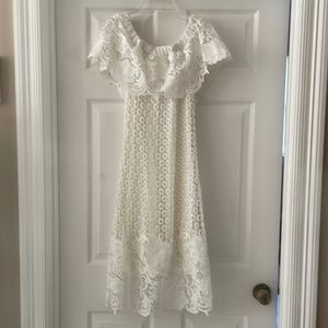 White off the shoulder dress. Perfect condition. From a non smoking home.